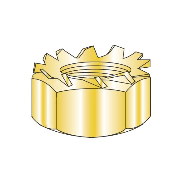 Newport Fasteners Lock Nut, #8-32, Steel, Yellow Zinc, 0.117 in Ht, 5000 PK 891449 - main